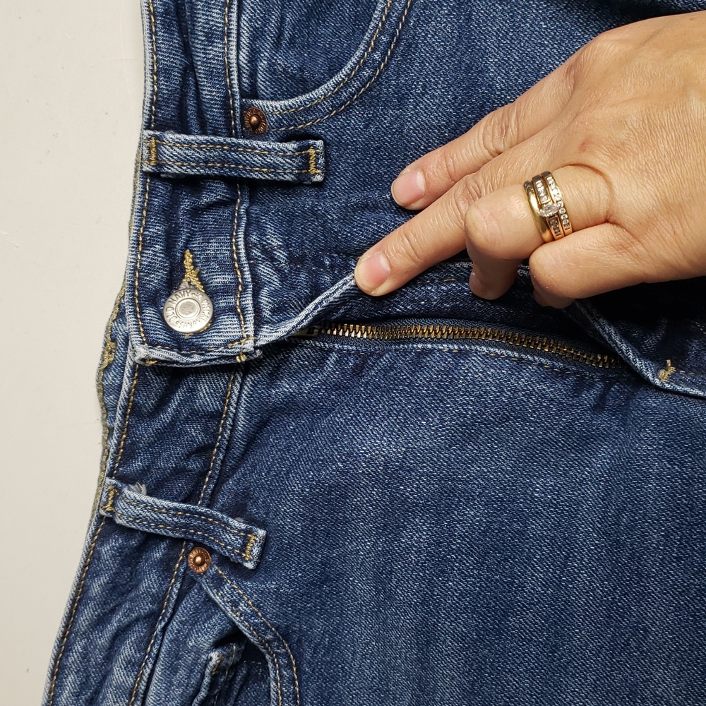 Old Navy High Rise OG Loose Secret Smooth Pockets Straight Jeans Size 12 Fringe - Picture 10 of 16